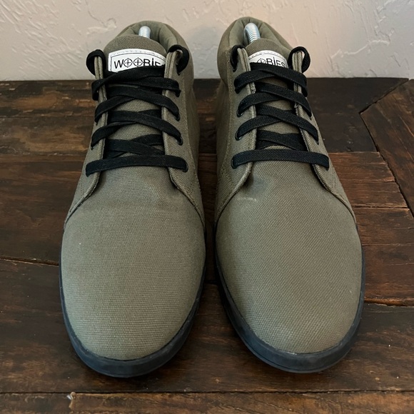 WOOBIES Men's Made In USA Canvas Army Green Mid Top Sneakers/Shoes Size US 9 - Picture 5 of 16